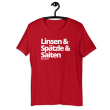 Lade das Bild in den Galerie-Viewer, Linsen & Spätzle & Saiten - Shirt unisex - diverse Farben - kesselshop.tv