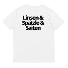 Lade das Bild in den Galerie-Viewer, Linsen &amp; Spätzle &amp; Saiten - Shirt unisex - weiss // grau - kesselshop.tv
